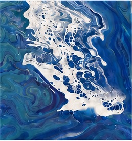 Blue and white abstract artwork detail